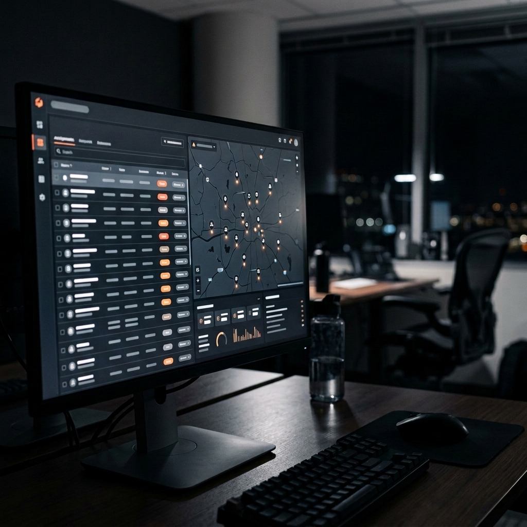 Dispatch platform dashboard showing tracked calls and confirmed dispatches